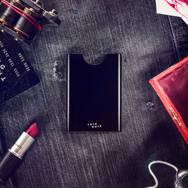 Black aluminum Thin King card case