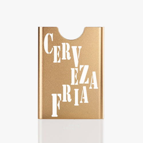 Gold colour aluminum card holder with laser engraving