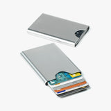 Slim aluminum card case in silver colour by Thin King 