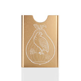 Thin King card case with a partridge engraving in champagne colour