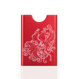 Red Thin King card case with turtle doves engraving