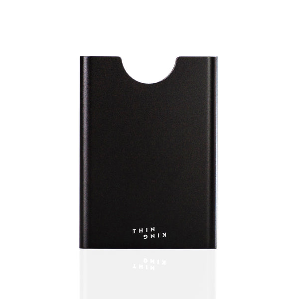 Slim black aluminum credit card case by Thin King