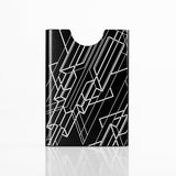 Black Think King slim card holder with Art Deco engraved graphics