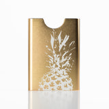 Thin King card holder in champagne colour with pineapple laser engraving