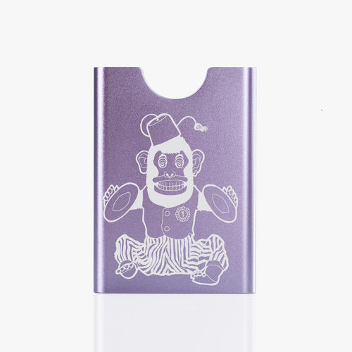 Thin King cardholder with a monkey engraving in lavender colour