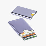 Thin King RFID safe metal card case in lavender colour